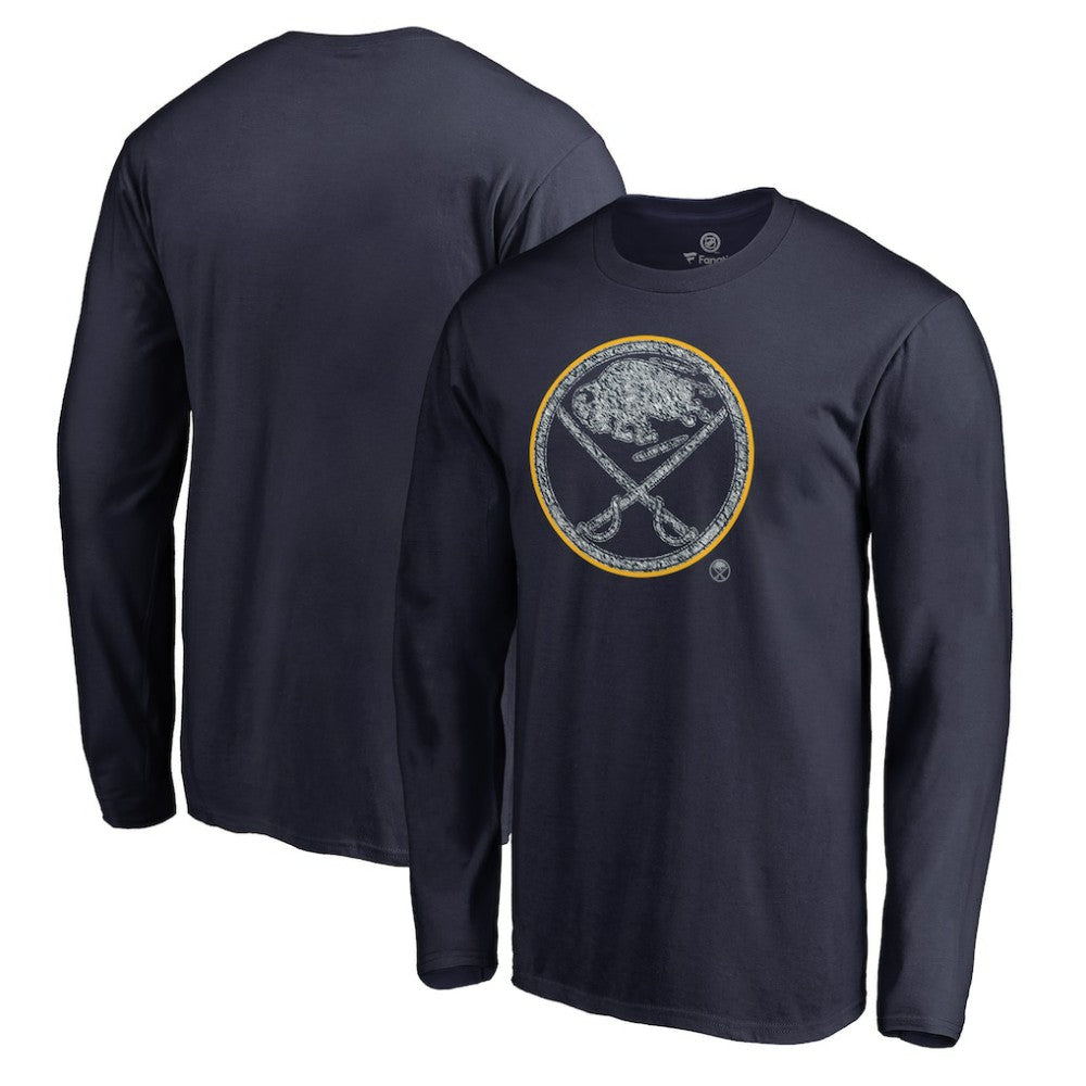 Buffalo Sabres Static Logo Long Sleeve T-Shirt - Navy | NHL on sale