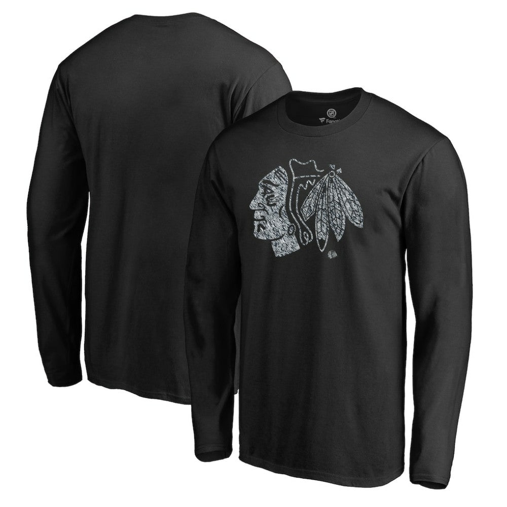 Chicago Blackhawks Static Logo Long Sleeve T-Shirt - Black | NHL Clearance