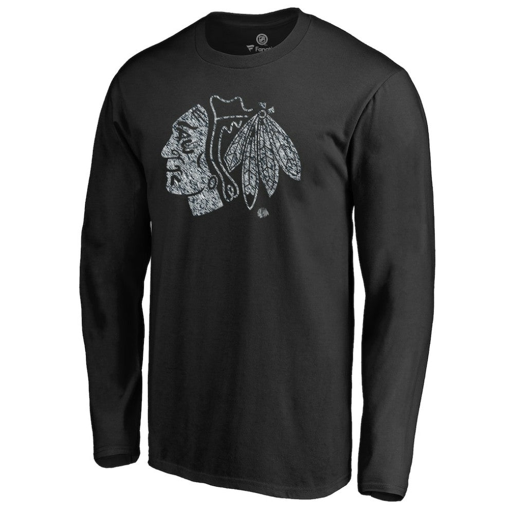 Chicago Blackhawks Static Logo Long Sleeve T-Shirt - Black | NHL Clearance