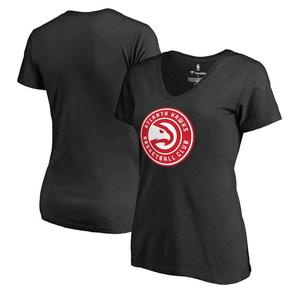 Atlanta Hawks Women's Primary Logo V-Neck T-Shirt Black