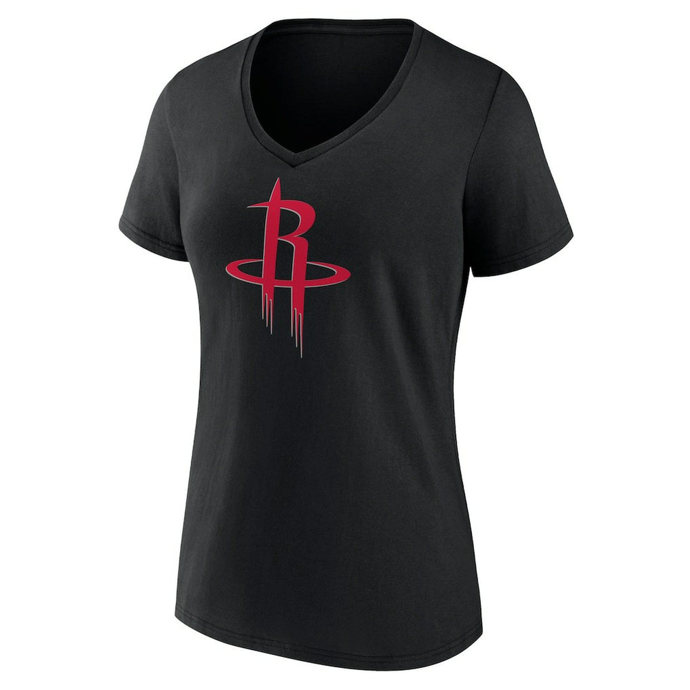 Houston Rockets Women's Primary Logo V-Neck T-Shirt Black