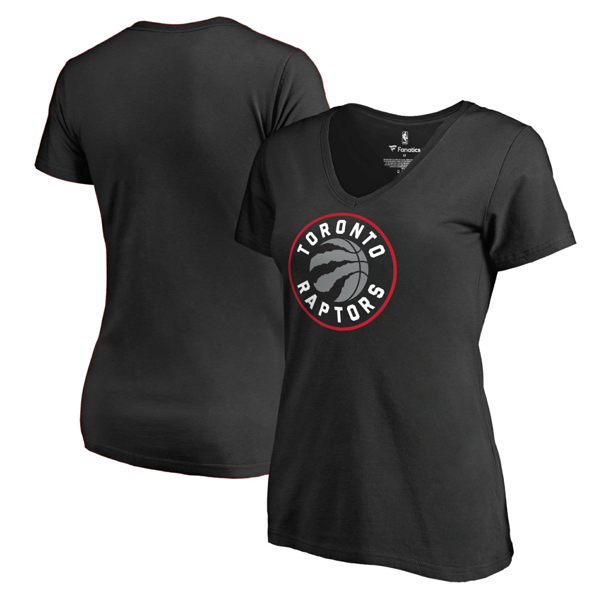 Toronto Raptors Women's Primary Logo V-Neck T-Shirt Black