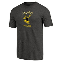 Pittsburgh Steelers Throwback Logo Tri-Blend T-Shirt - Black - NFL