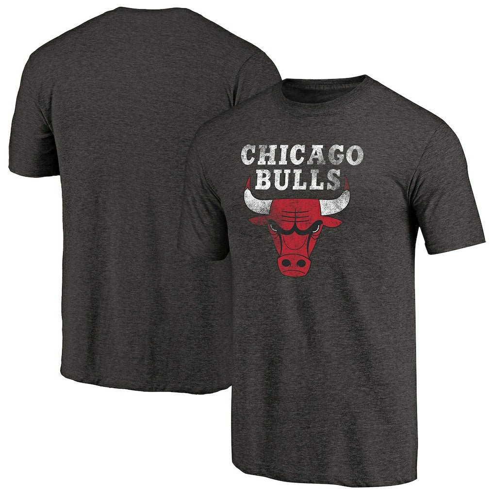 Chicago Bulls Distressed Logo Tri-Blend T-Shirt Black
