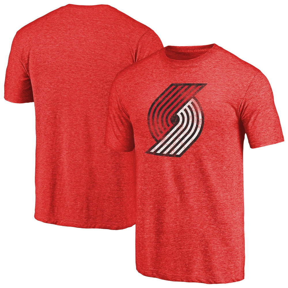 Portland Trail Blazers Distressed Logo Tri-Blend T-Shirt Red