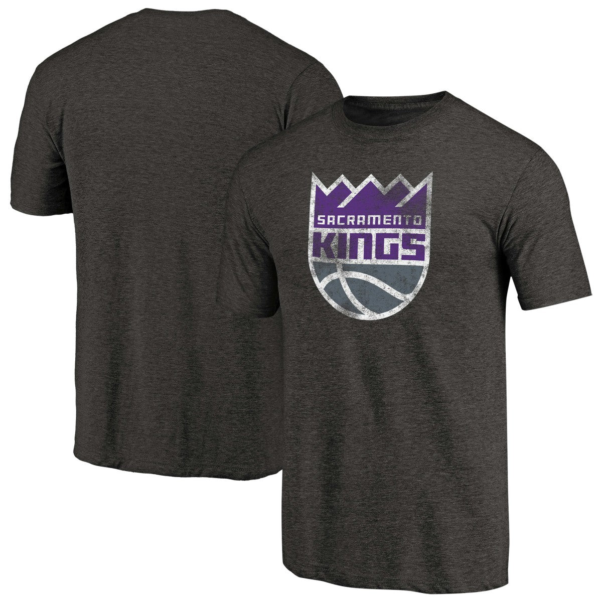 Sacramento Kings Distressed Logo Tri-Blend T-Shirt Black