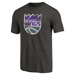 Sacramento Kings Distressed Logo Tri-Blend T-Shirt Black