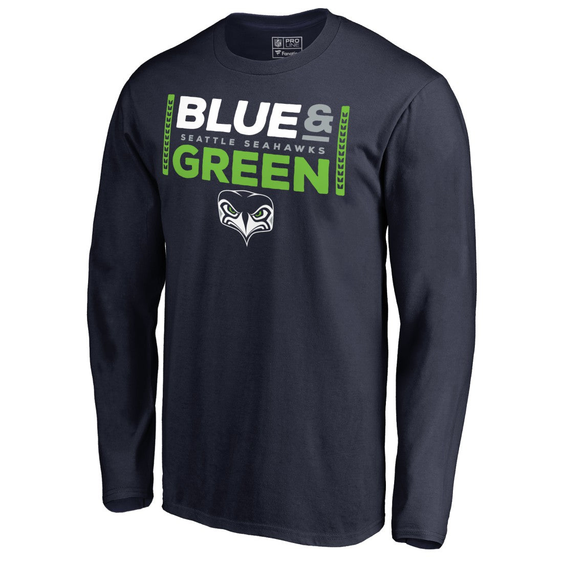 Seattle Seahawks Alternate Team Logo Gear Blue & Green Long Sleeve T-Shirt - College Navy - NFL