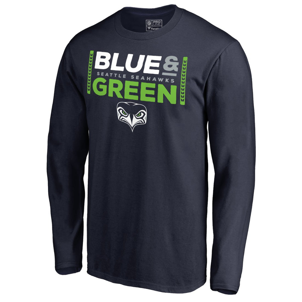 Seattle Seahawks Alternate Team Logo Gear Blue & Green Long Sleeve T-Shirt - College Navy - NFL