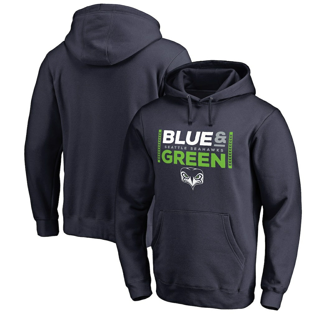 Seattle Seahawks Alternate Team Logo Gear Blue & Green Pullover Hoodie - College Navy - NFL