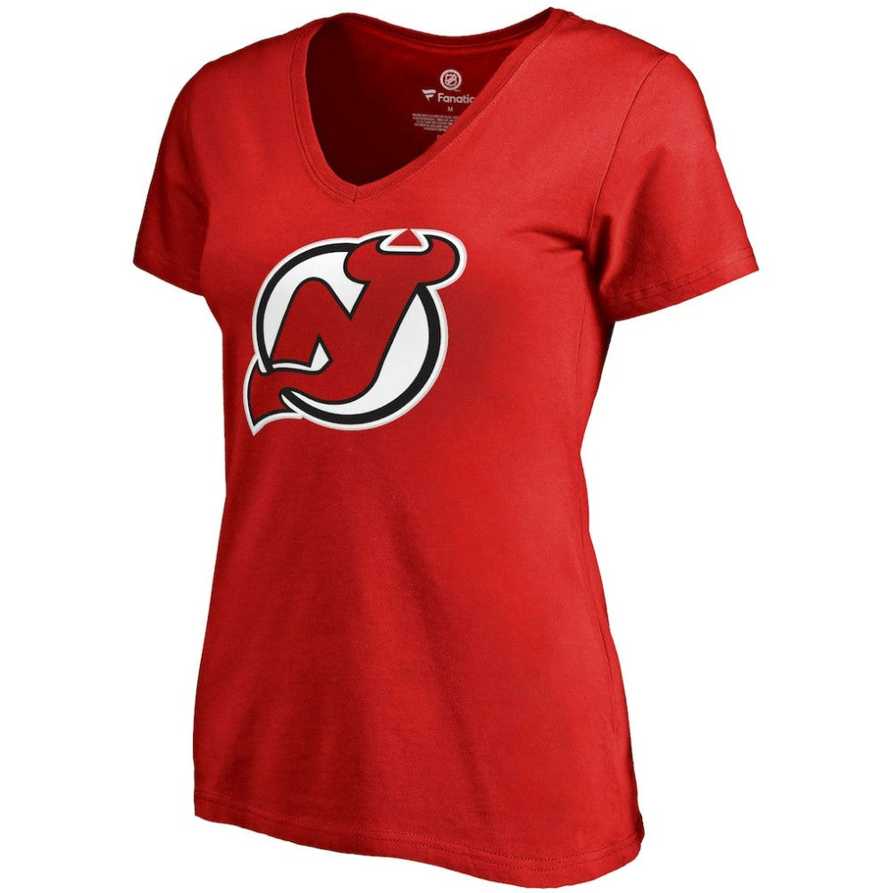 Nico Hischier New Jersey Devils Fanatics Women's Plus Size Backer Name & Number V-Neck T-Shirt - Red | Fanatics sale