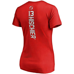 Nico Hischier New Jersey Devils Fanatics Women's Plus Size Backer Name & Number V-Neck T-Shirt - Red | Fanatics sale