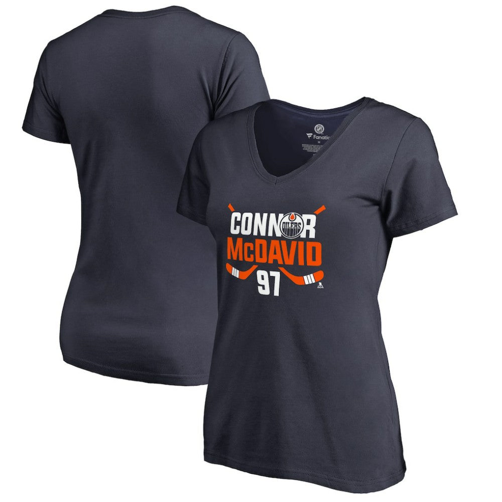 Connor McDavid Edmonton Oilers Women's Hometown Collection CM97 V-Neck T-Shirt - Navy | NHL Lifestyle