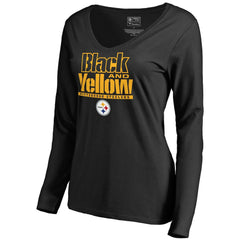 Pittsburgh Steelers Women's Hometown Collection Long Sleeve V-Neck T-Shirt - Black - NFL