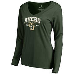 Milwaukee Bucks Women's Wisconsin Basketball Hometown Collection Long Sleeve T-Shirt Green