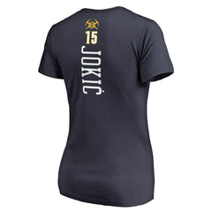 Nikola Jokic Denver Nuggets Women's Team Backer Name & Number V-Neck T-Shirt Navy