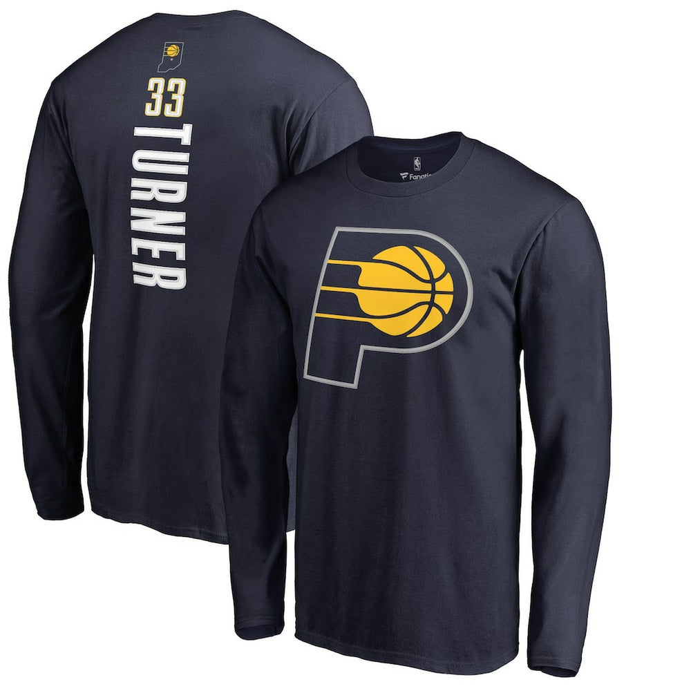 Myles Turner Indiana Pacers Long Sleeve Backer Name and Number T-Shirt Navy