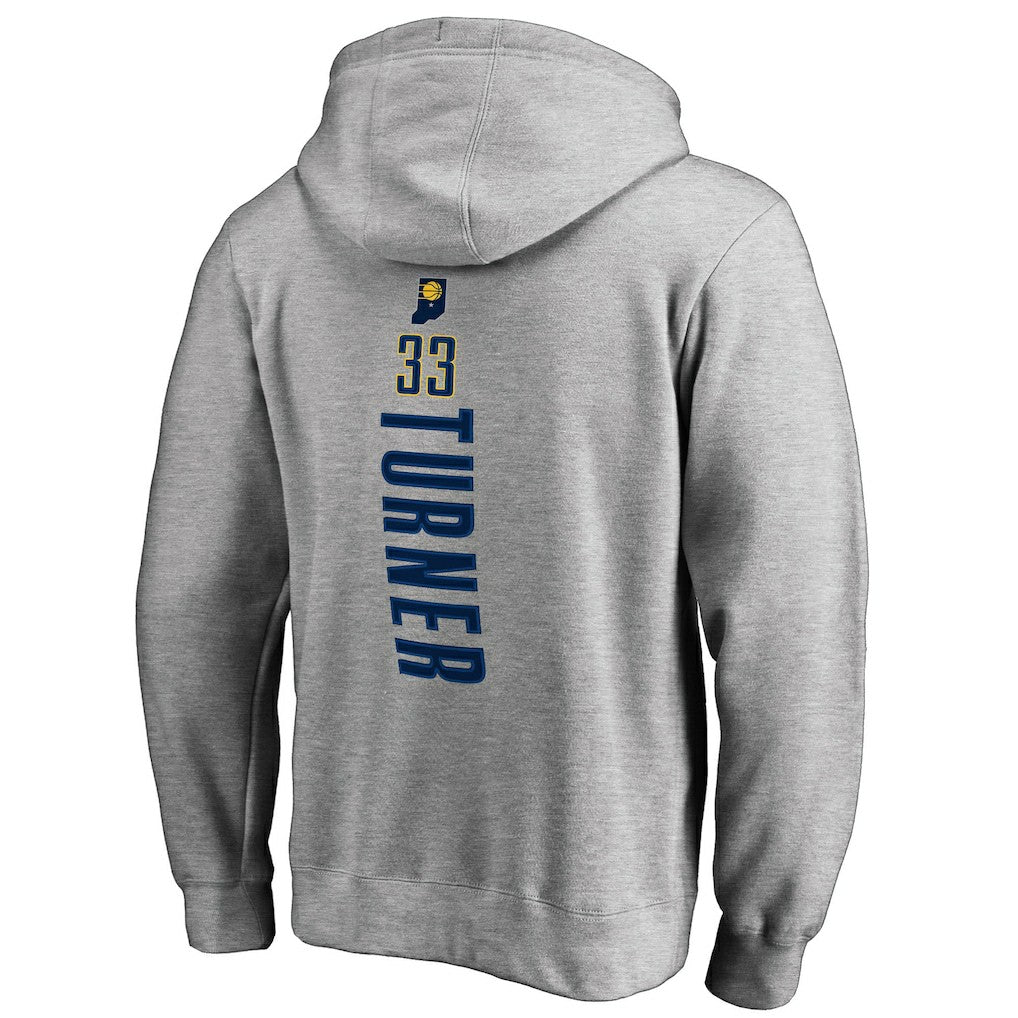 Myles Turner Indiana Pacers Backer Name and Number Pullover Hoodie Heathered Gray