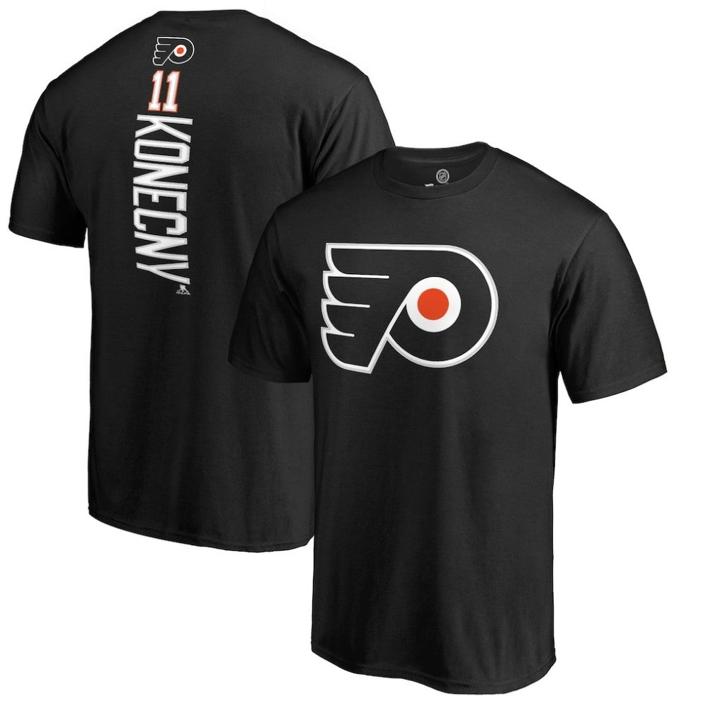 Travis Konecny Philadelphia Flyers Team Logo Backer Name & Number T-Shirt - Black | NHL online