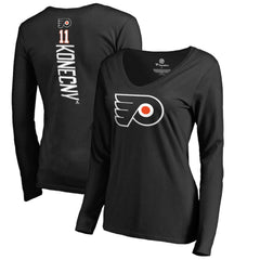 Travis Konecny Philadelphia Flyers Women's Backer Name & Number Slim Fit Long Sleeve V-Neck T-Shirt - Black | NHL on sale