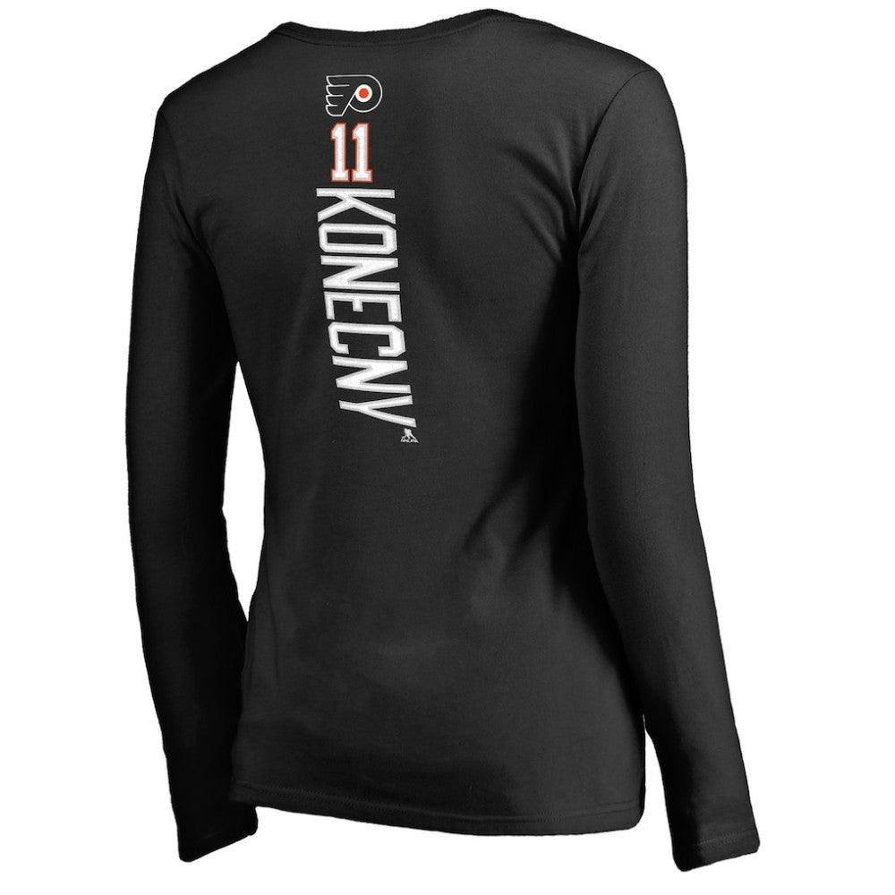 Travis Konecny Philadelphia Flyers Women's Backer Name & Number Slim Fit Long Sleeve V-Neck T-Shirt - Black | NHL on sale