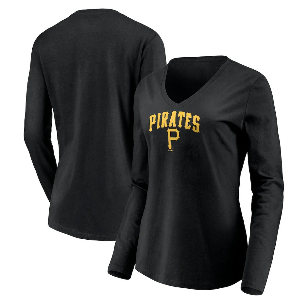 Pittsburgh Pirates Women's Cooperstown Collection Wahconah Long Sleeve V-Neck T-Shirt Discount
