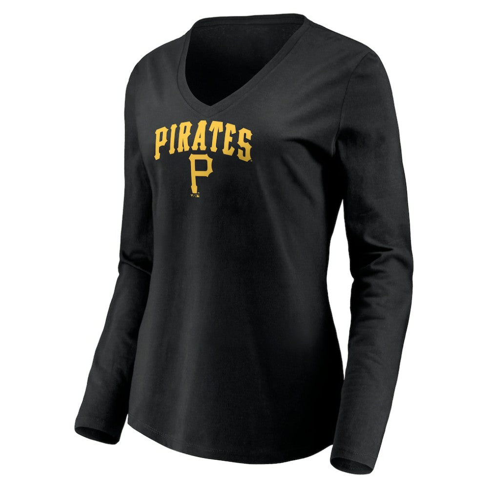 Pittsburgh Pirates Women's Cooperstown Collection Wahconah Long Sleeve V-Neck T-Shirt Discount
