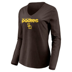San Diego Padres Women's Cooperstown Collection Wahconah Long Sleeve V-Neck T-Shirt Outlet