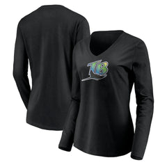 Tampa Bay Rays Women's Cooperstown Collection Wahconah Long Sleeve V-Neck T-Shirt for sale