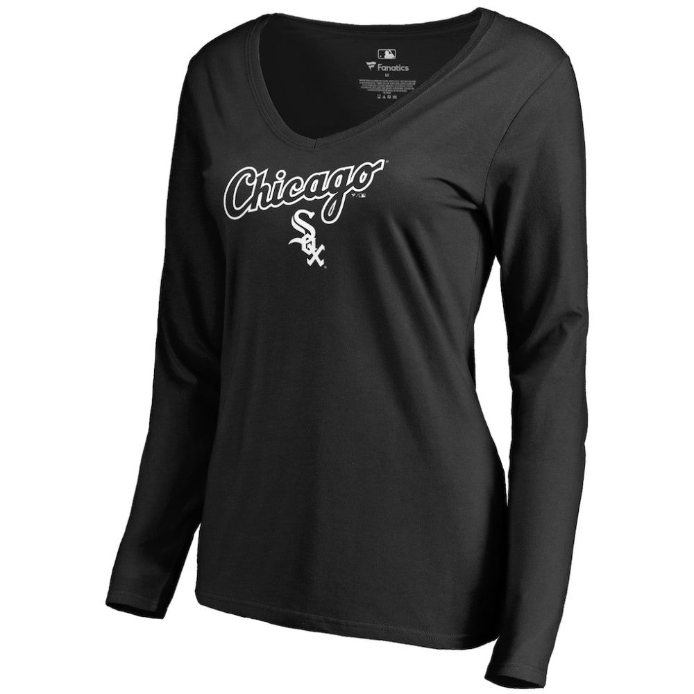 Chicago White Sox Women's Team Lockup Slim Fit Long Sleeve V-Neck T-Shirt Sale