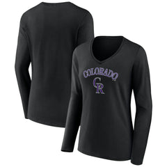 Colorado Rockies Women's Team Lockup Slim Fit Long Sleeve V-Neck T-Shirt Outlet