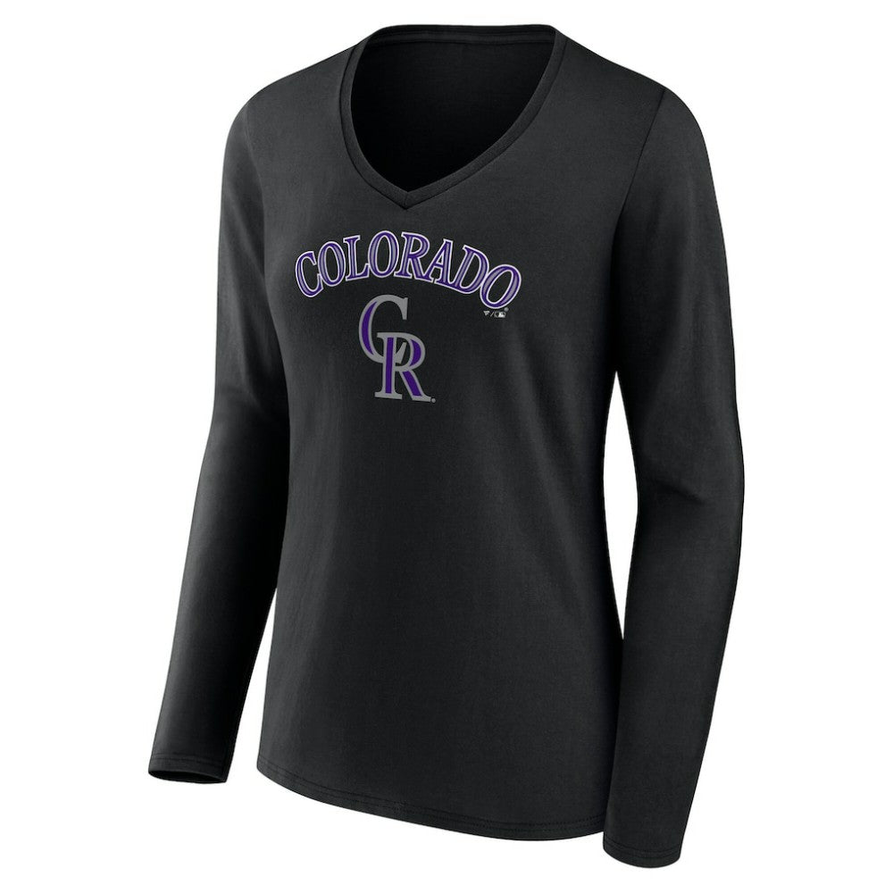 Colorado Rockies Women's Team Lockup Slim Fit Long Sleeve V-Neck T-Shirt Outlet