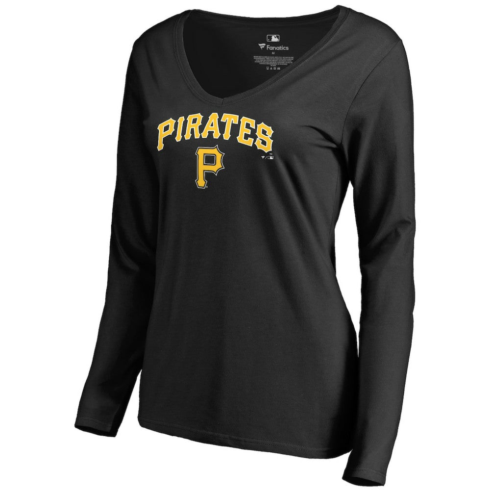 Pittsburgh Pirates Women's Team Lockup Slim Fit Long Sleeve V-Neck T-Shirt for sale