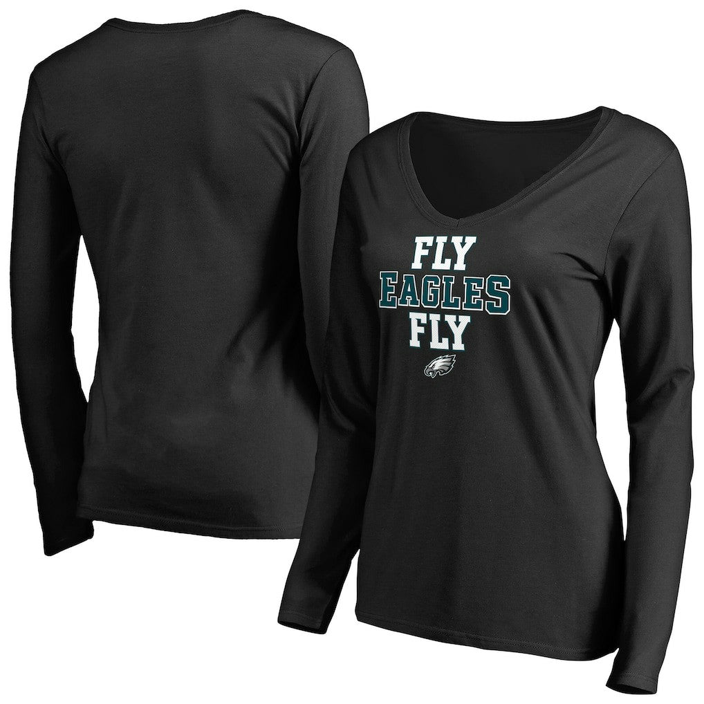 Philadelphia Eagles Women's Hometown Collection Fly Eagles Fly Long Sleeve T-Shirt - Black - NFL