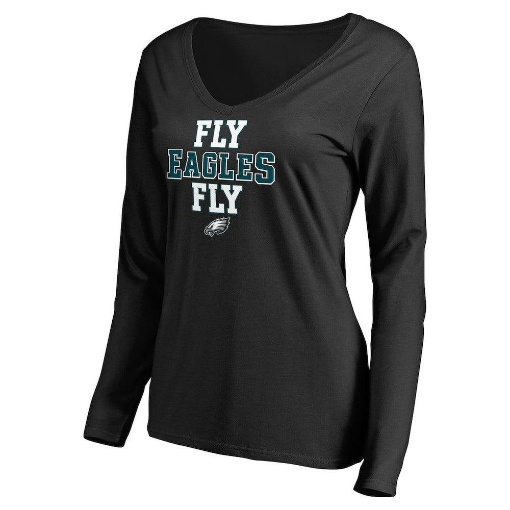 Philadelphia Eagles Women's Hometown Collection Fly Eagles Fly Long Sleeve T-Shirt - Black - NFL