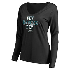 Philadelphia Eagles Women's Hometown Collection Fly Eagles Fly Long Sleeve T-Shirt - Black - NFL