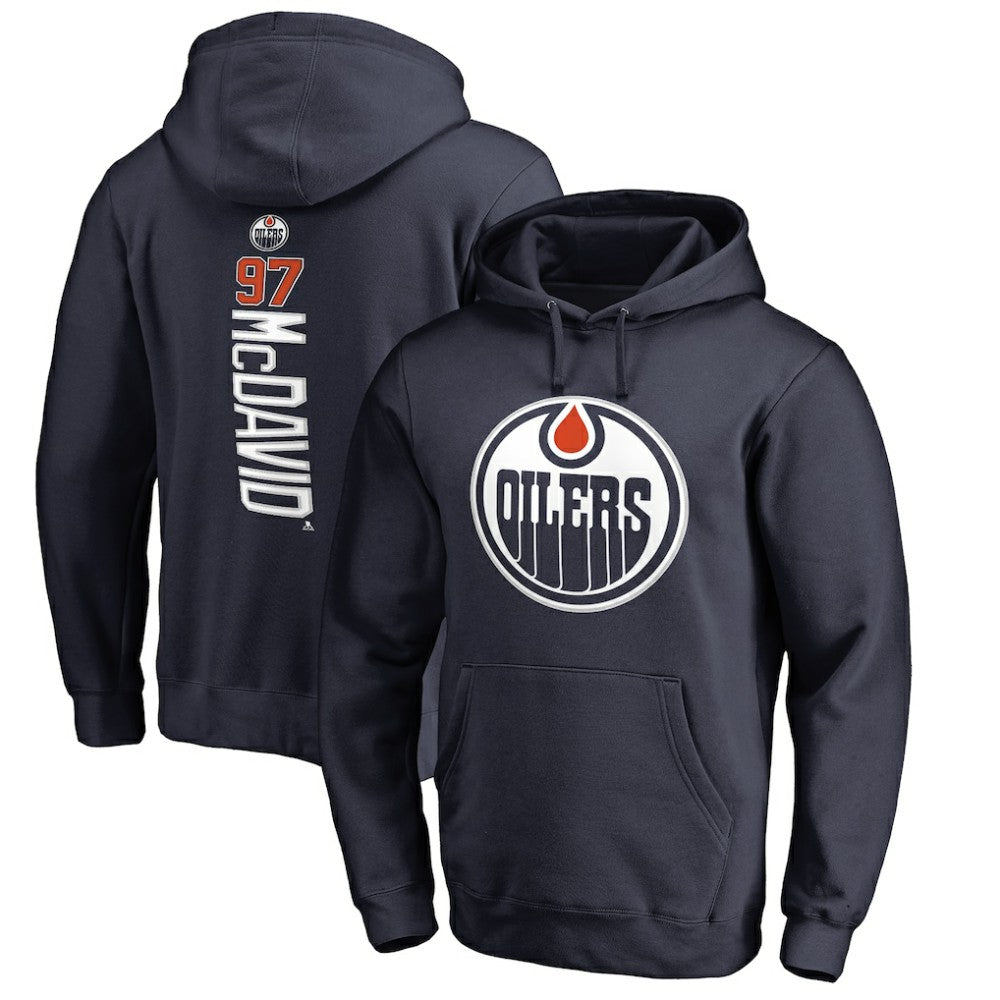 Connor McDavid Edmonton Oilers Backer Name & Number Pullover Hoodie - Navy | NHL online