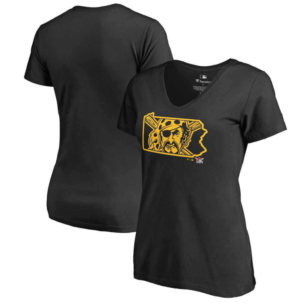 Pittsburgh Pirates Women's Hometown Collection Bucco State V-Neck T-Shirt Discount