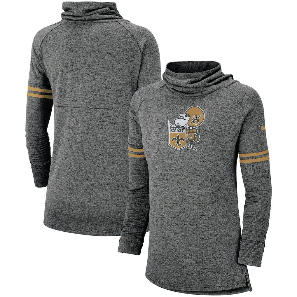 New Orleans Saints Women's Historic Marks Long Sleeve Tri-Blend Funnel Sweatshirt - Black - Nike