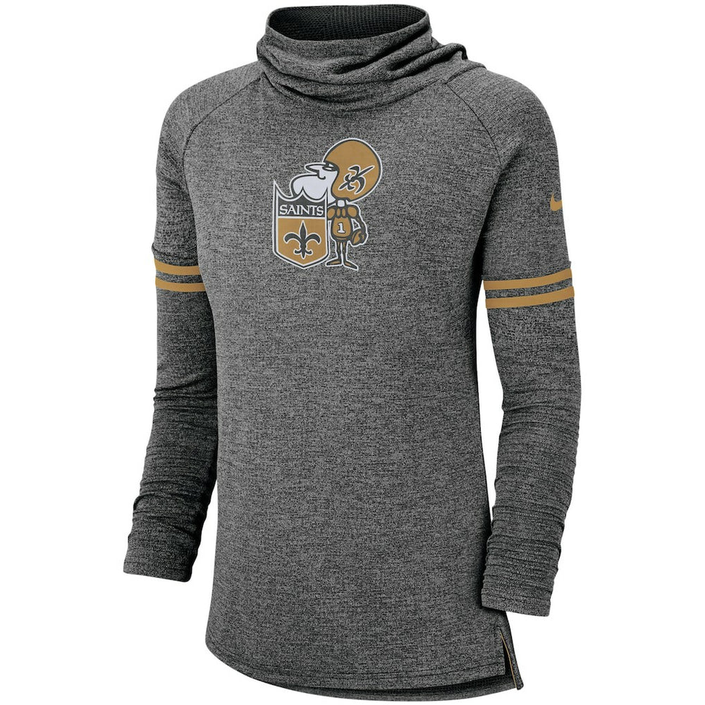 New Orleans Saints Women's Historic Marks Long Sleeve Tri-Blend Funnel Sweatshirt - Black - Nike