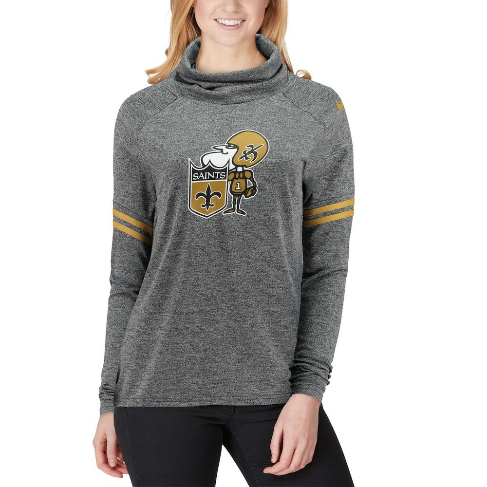 New Orleans Saints Women's Historic Marks Long Sleeve Tri-Blend Funnel Sweatshirt - Black - Nike