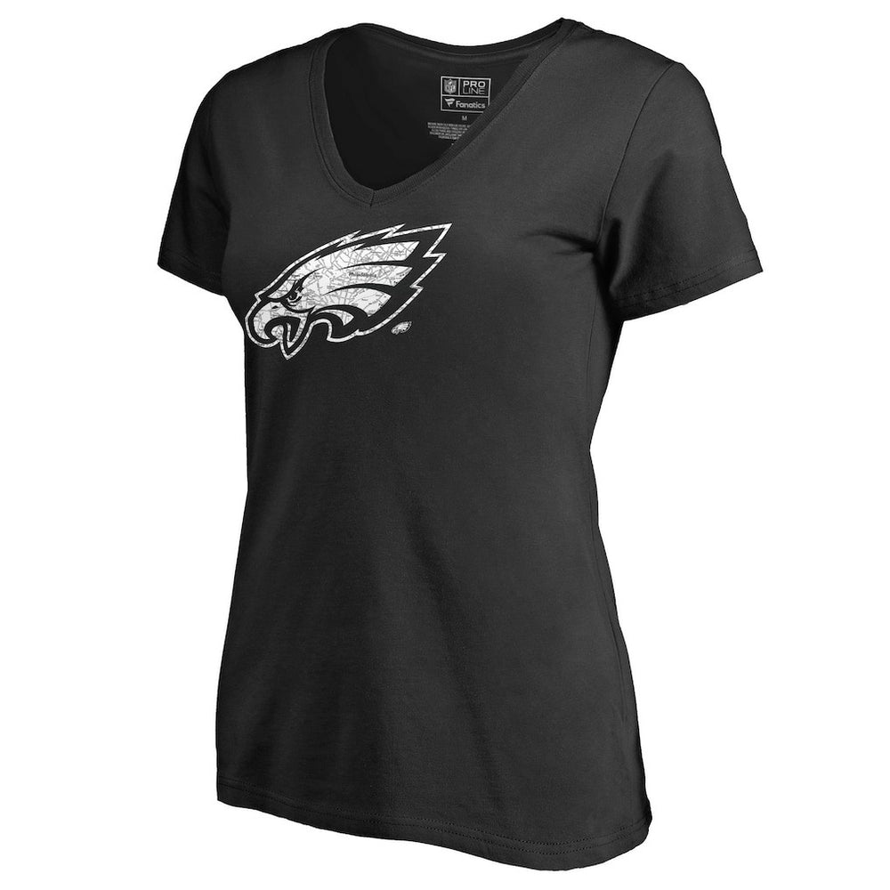 Philadelphia Eagles Women's Hometown Collection On The Map V-Neck T-Shirt - Black - NFL