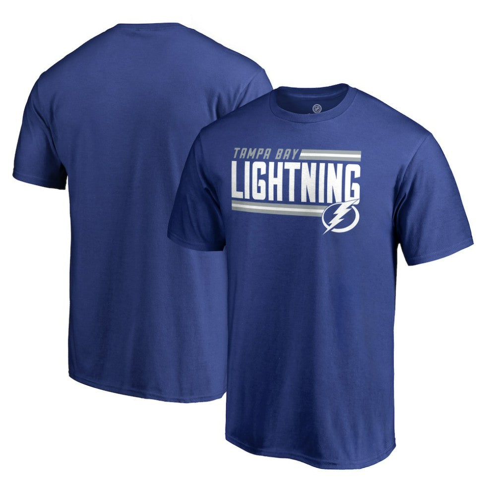 Tampa Bay Lightning Iconic Collection On Side Stripe T-Shirt - Blue | NHL Clearance