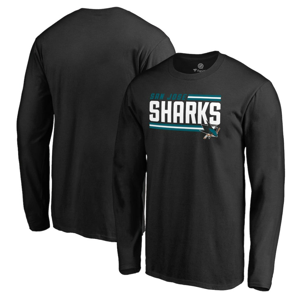 San Jose Sharks Iconic Collection On Side Stripe Long Sleeve T-Shirt - Black | NHL near me