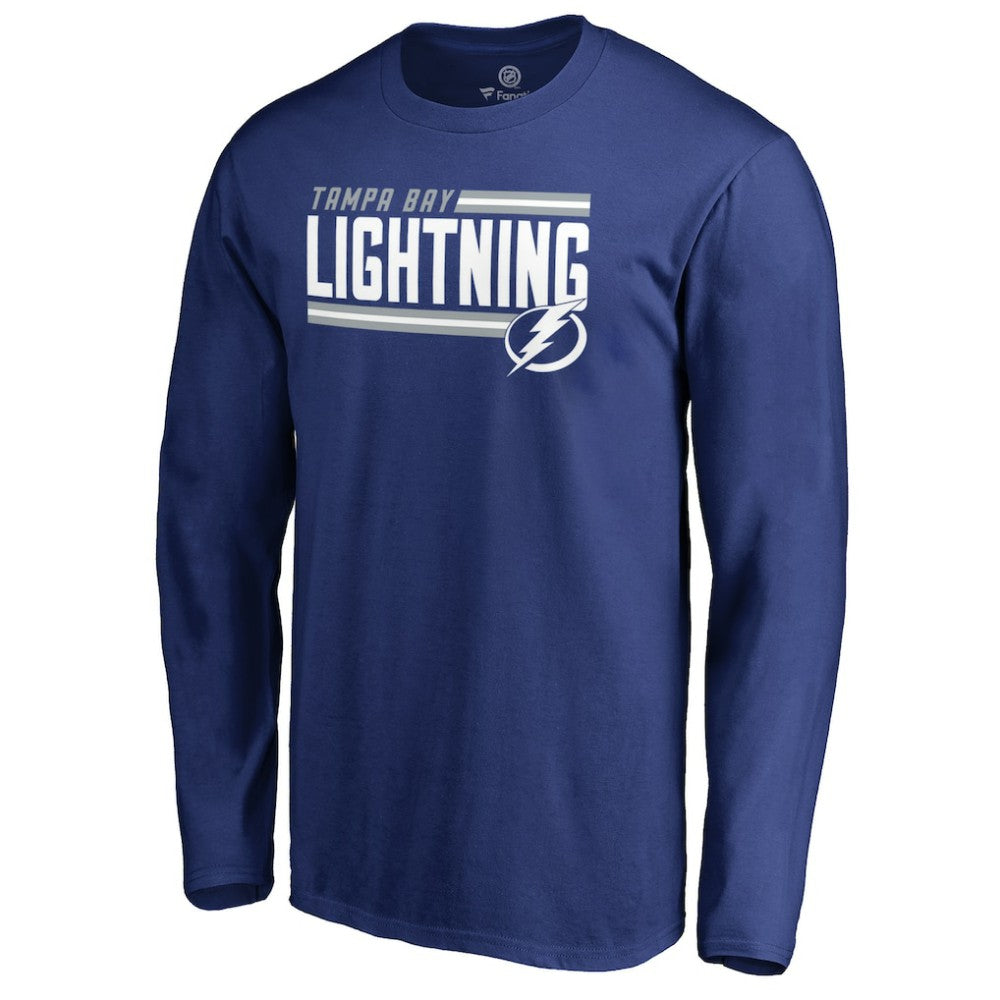 Tampa Bay Lightning Iconic Collection On Side Stripe Long Sleeve T-Shirt - Blue | NHL Lifestyle