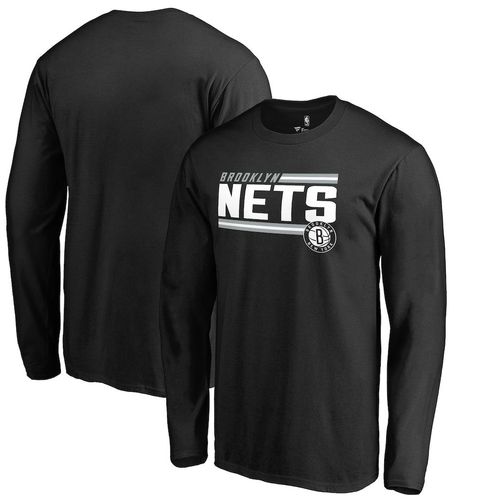 Brooklyn Nets Onside Stripe Long Sleeve T-Shirt Black