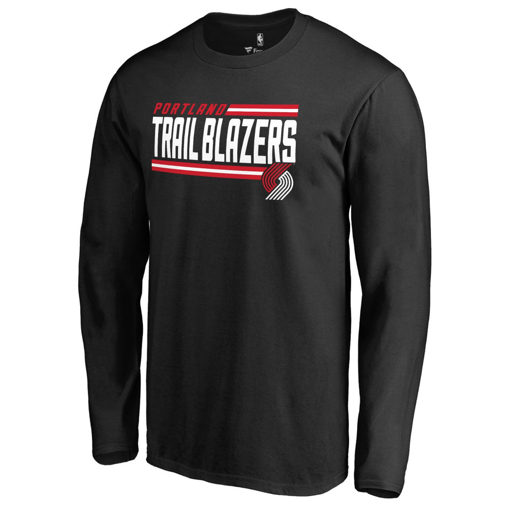 Portland Trail Blazers Onside Stripe Long Sleeve T-Shirt Black