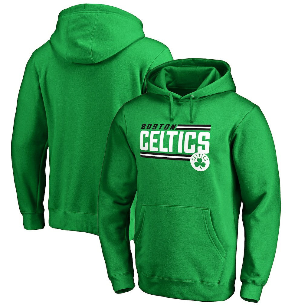 Boston Celtics Onside Stripe Pullover Hoodie Kelly Green