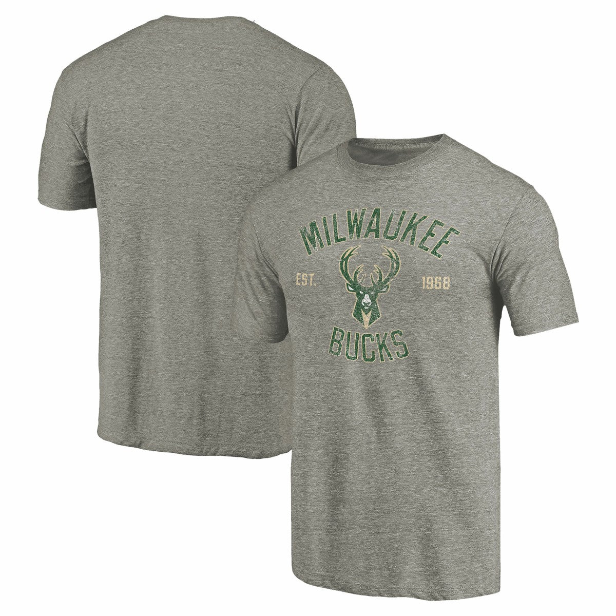 Milwaukee Bucks Team Heritage Tri-Blend T-Shirt Gray