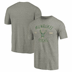 Milwaukee Bucks Team Heritage Tri-Blend T-Shirt Gray